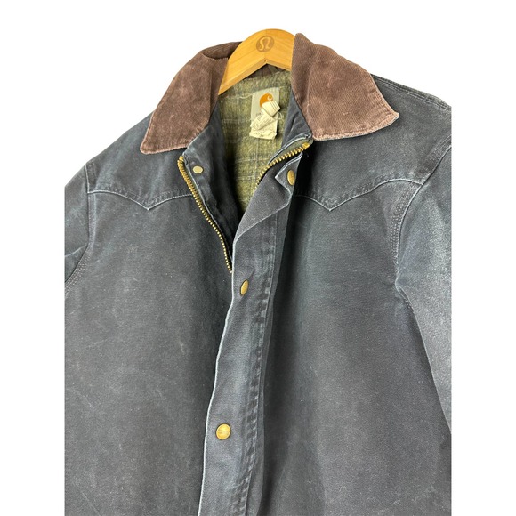Carhartt Chore Jacket Blanket Lined Blue Zip C52MDT Corduroy Collar Men's Medium - Picture 7 of 9